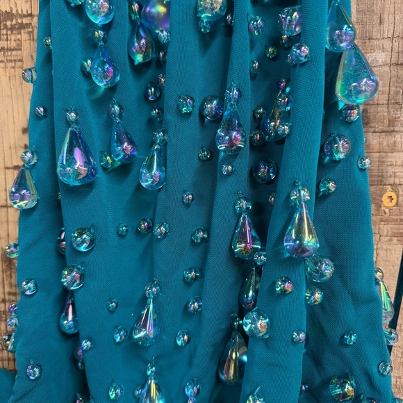 Cult Gaia Artemis Dress Seamoss Teal Embellished Mini beaded Revolve $1195 M - Picture 15 of 16
